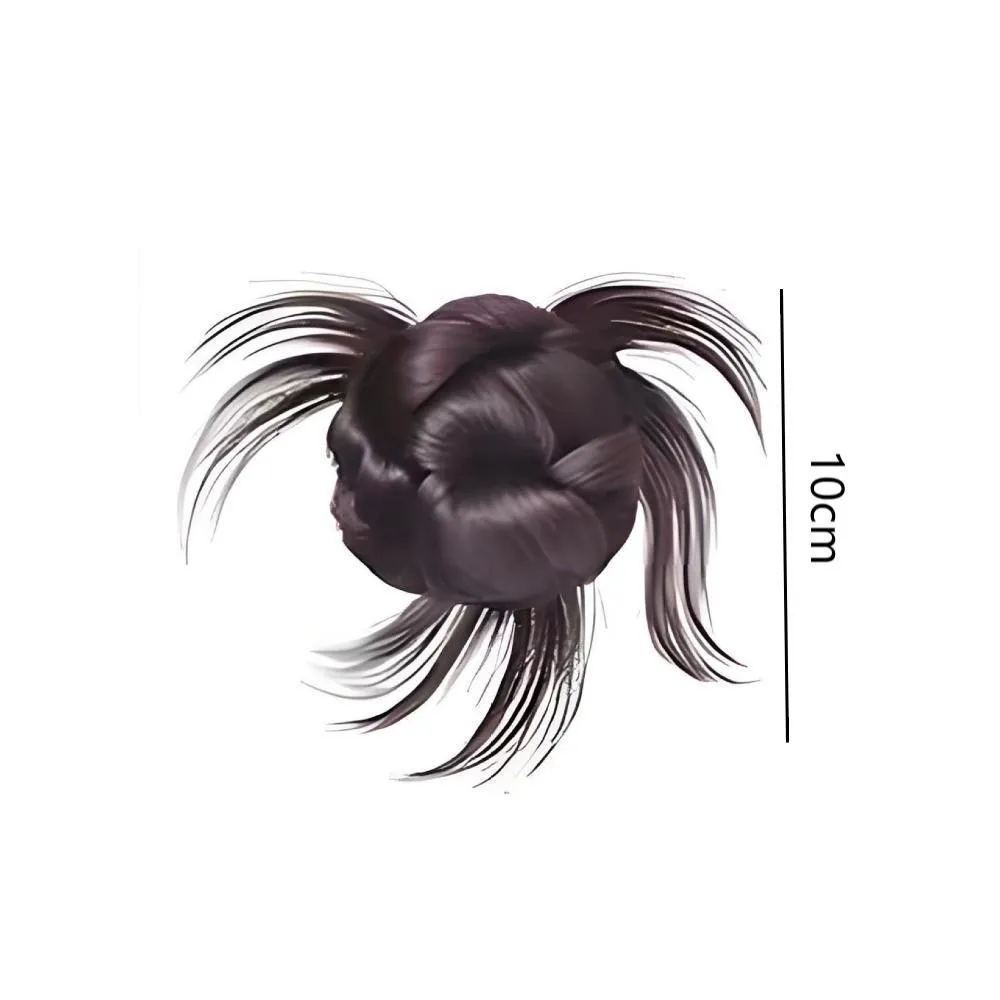 Parrucca sintetica con testa di panino di piume di pollo, clip per afferrare, temperamento, testa di bocciolo di fiore, soffice testa posteriore naturale, parrucca per capelli a spirale