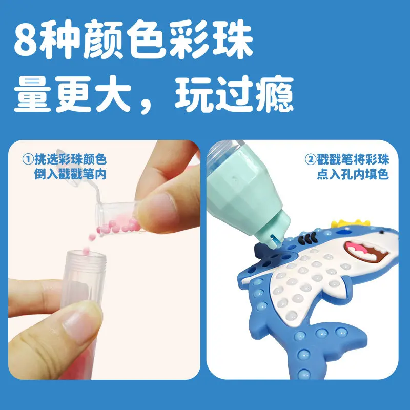 Crianças diy artesanato beading caneta interativa educacional pintura diamante tubarão brinquedo dos desenhos animados para meninos e meninas