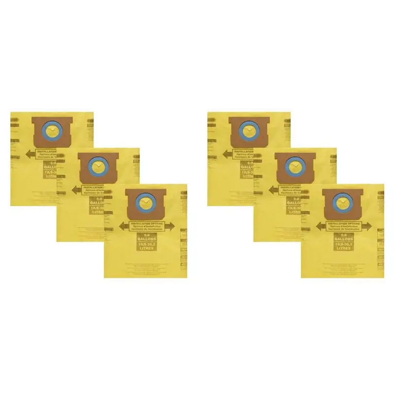 

AS94-6 Упаковка из 6 пакетов типа H 9067100, сменные вакуумные фильтрующие мешки для пылесосов Shop Vac объемом 5-8 галлонов, замена детали 90671 9067100