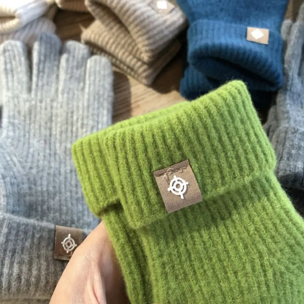 

1 пара шерстяных вязаных перчаток с пятью пальцами в корейском стиле, варежки с длинными пальцами, ветрозащитные перчатки для езды на велосипеде с сенсорным экраном