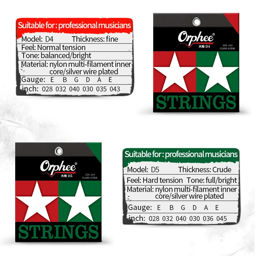 Orphee Classic Guitar Strings D Series Silver Plated Precision Winding String Instrument Parts Anti Rust Dual Coating String