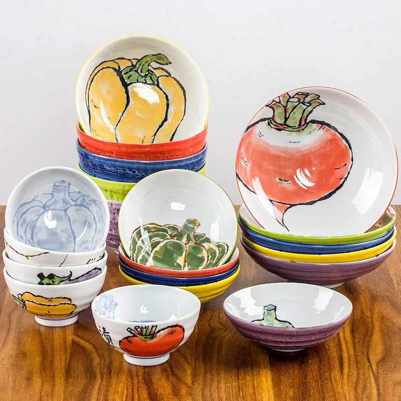 Japanese Import Ceramic Rice Bowl Mino Ware Japanese Style Large Bowl Vegetable Bowl