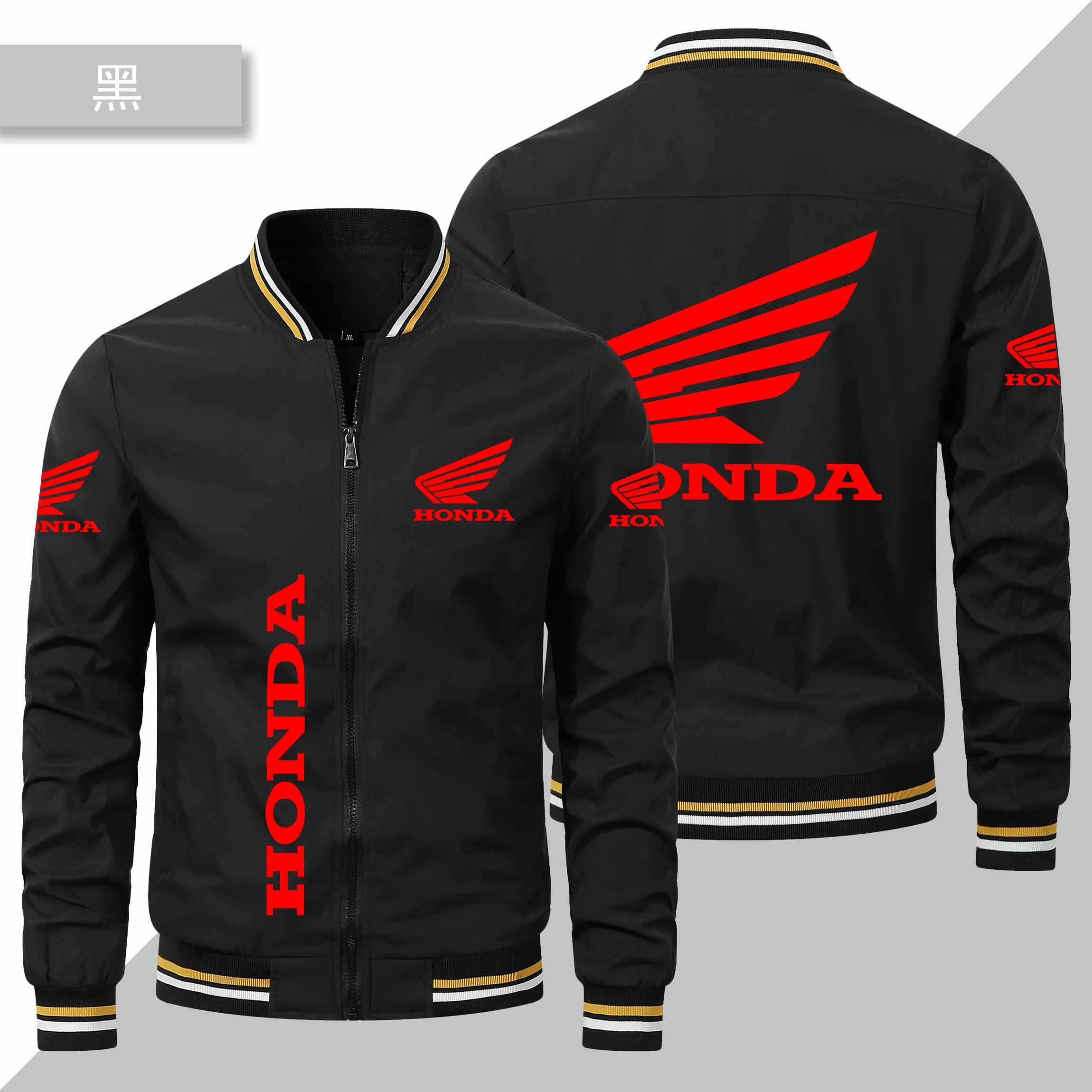 Honda Motorcycle Jacket 2025 New Honda Car Wing HRC Logo Printed Men's Jacket Oversized Motorcycle Racing Round Neck Jacket