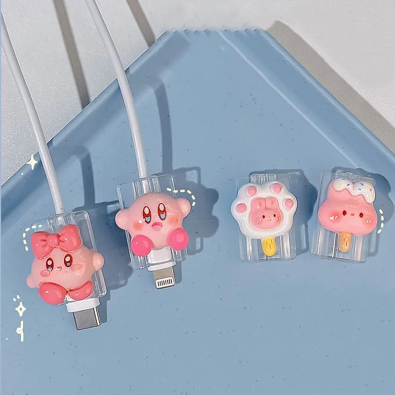 غطاء حماية لكابل شاحن USB حلزوني كرتوني جديد مناسب لجهاز لف كابل سماعة الرأس لهاتف iPhone Xiaomi