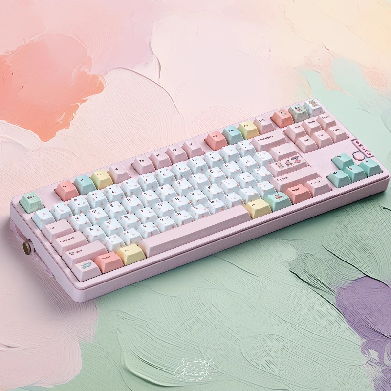 Retro Dessert Shop Theme Keycaps Set Customized PBT Sublimation Cherry Profile Keyboard Cap for Mechanical Keyboard Accessories