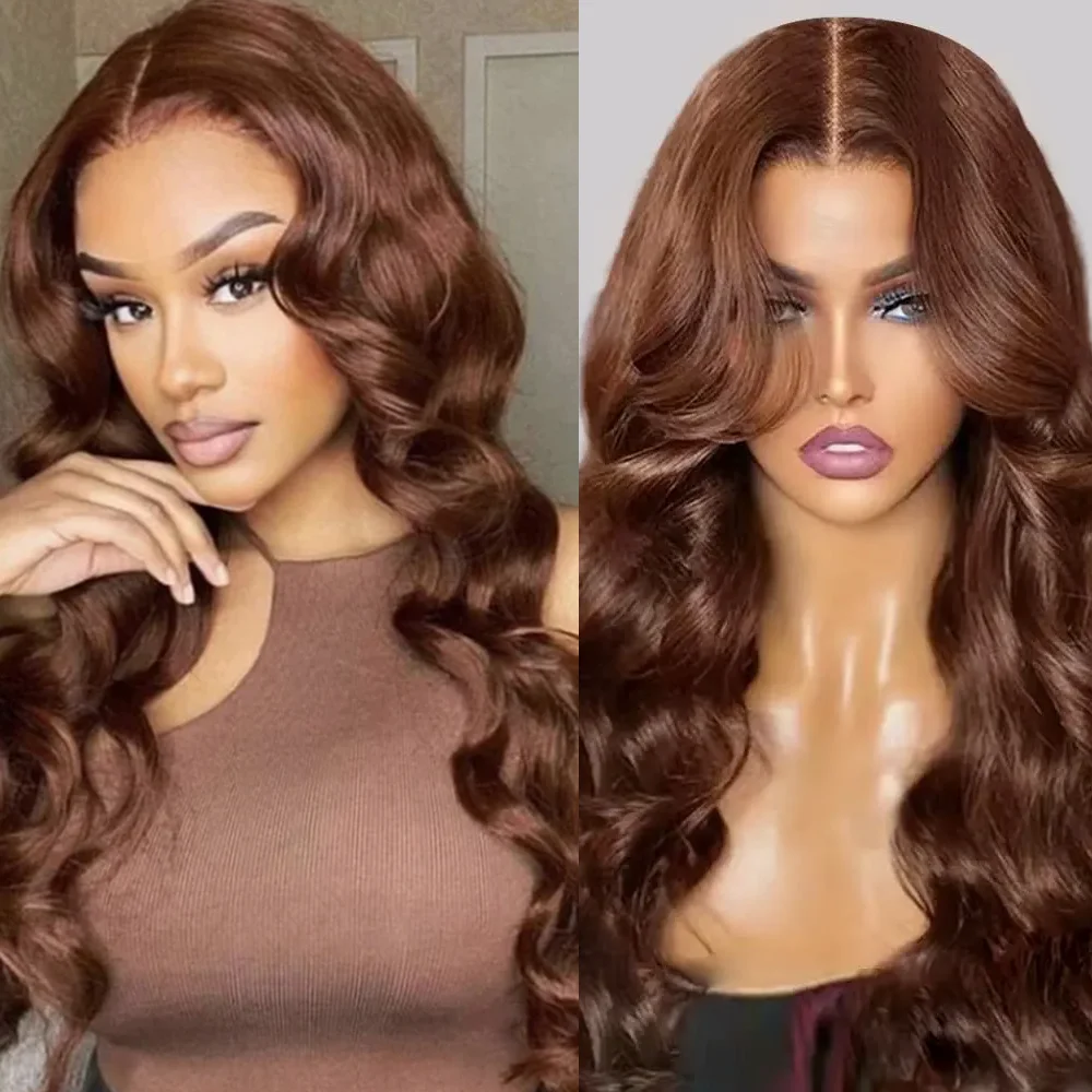 

46 Inch Chocolate Brown 13x4 13x6 HD Lace Front Human Hair Wigs 200 Density HD Lace Frontal Wigs For Women Pre Plucked Hair Wigs