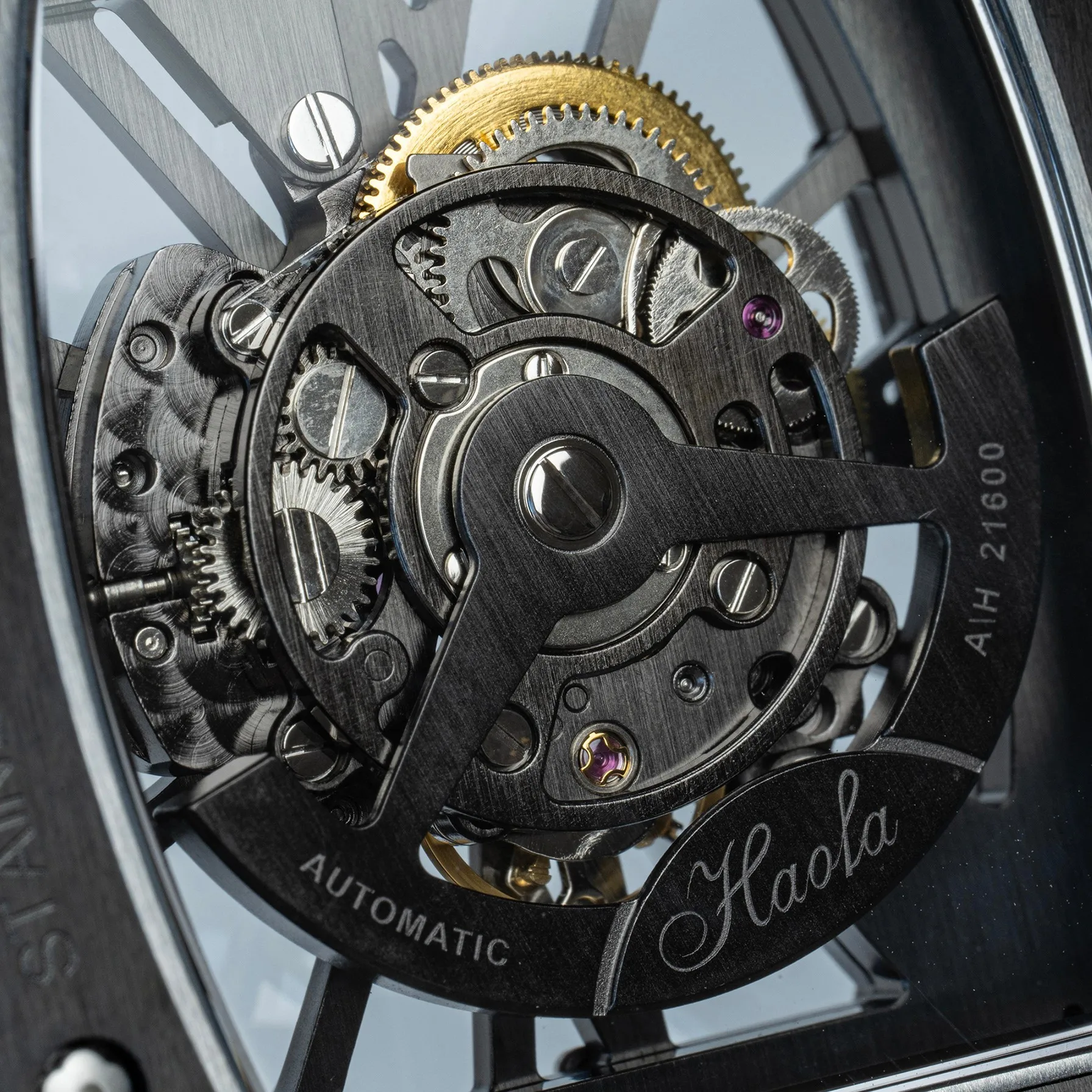 Haofa Carbon Fiber Bezel Skeleton Movement Watches for Men Luminous Hollow Automatic Mechanical Wristwatch Luxury Casual 1976