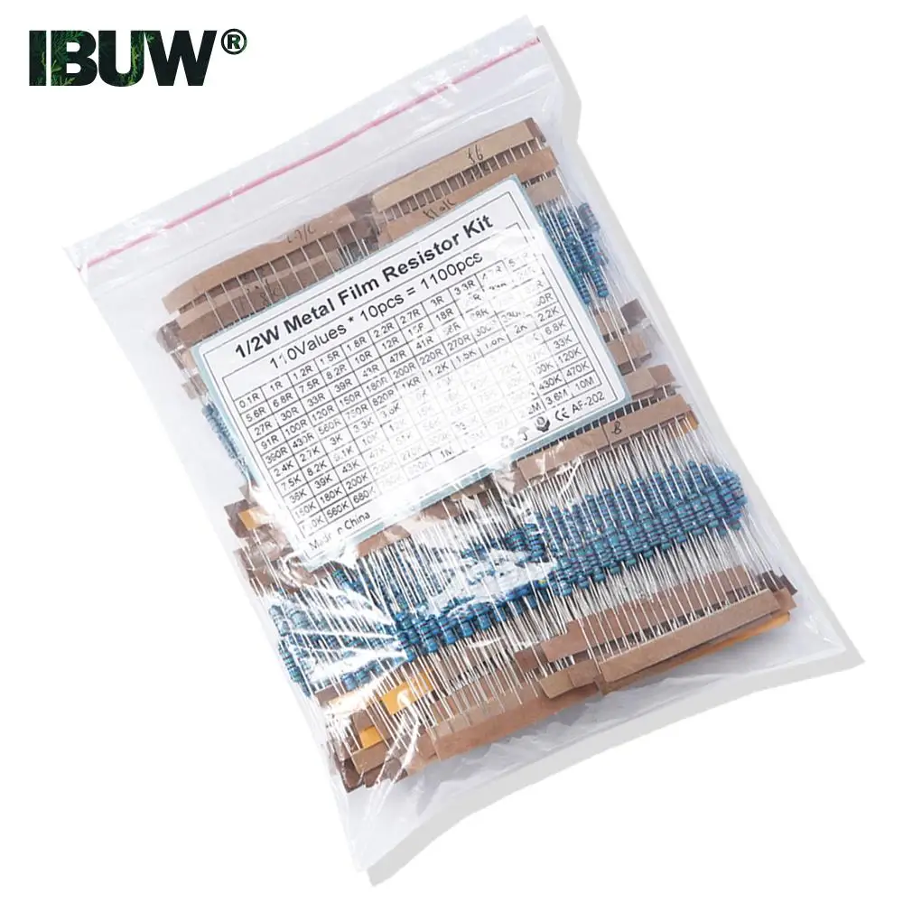 1/4W 1/2W 1W 2W 3W Resistance Set 1% Metal Film Resistor Assortment Kit 1K~820K 0.1R~750R 10K
