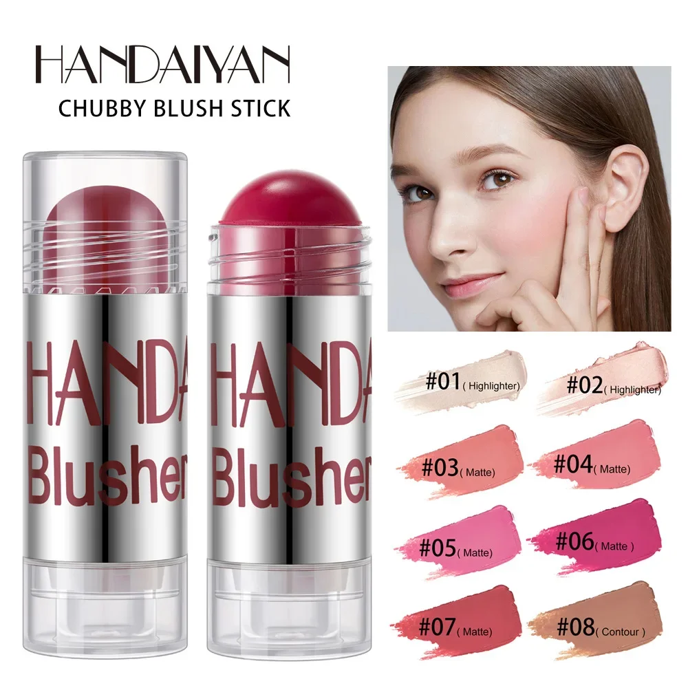 

1Pc Rotatable Powder Blusher Stick Moisturizing Easy Coloring Rouge Pen 8 Colors Optional Natural Makeup Long-lasting