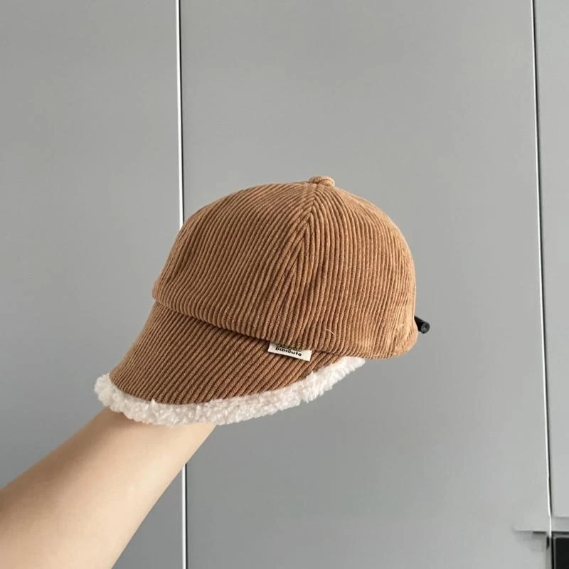 

J15U стильная и теплая детская шапка, мягкая кепка на шнурке, регулируемая детская бейсболка, детская зимняя шапка, мягкая и