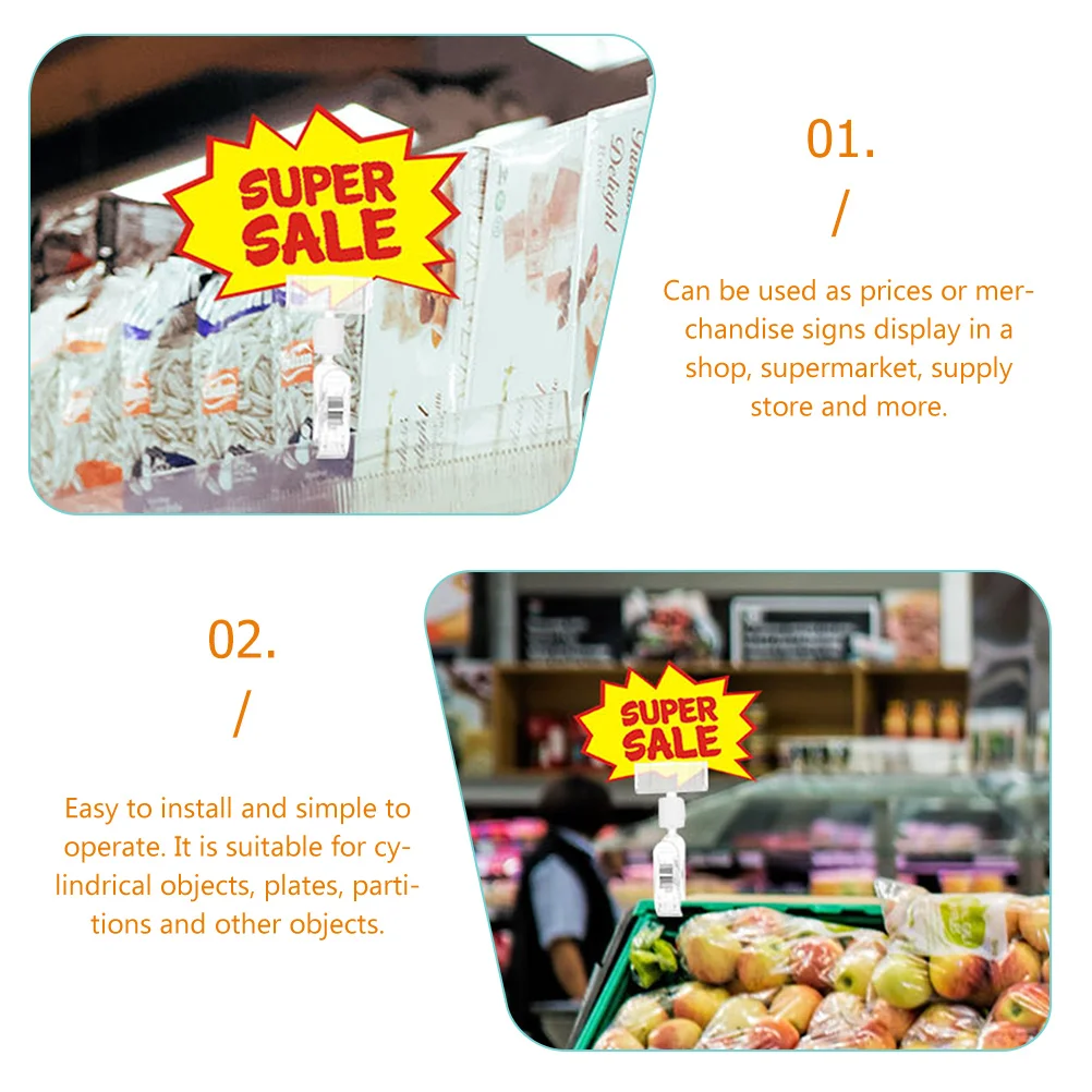 

25pcs Advertising Clips Sign Display Merchandise Frame Retail Shelf Labels Office Price Tag Holder POP Signs Crystal Double Head