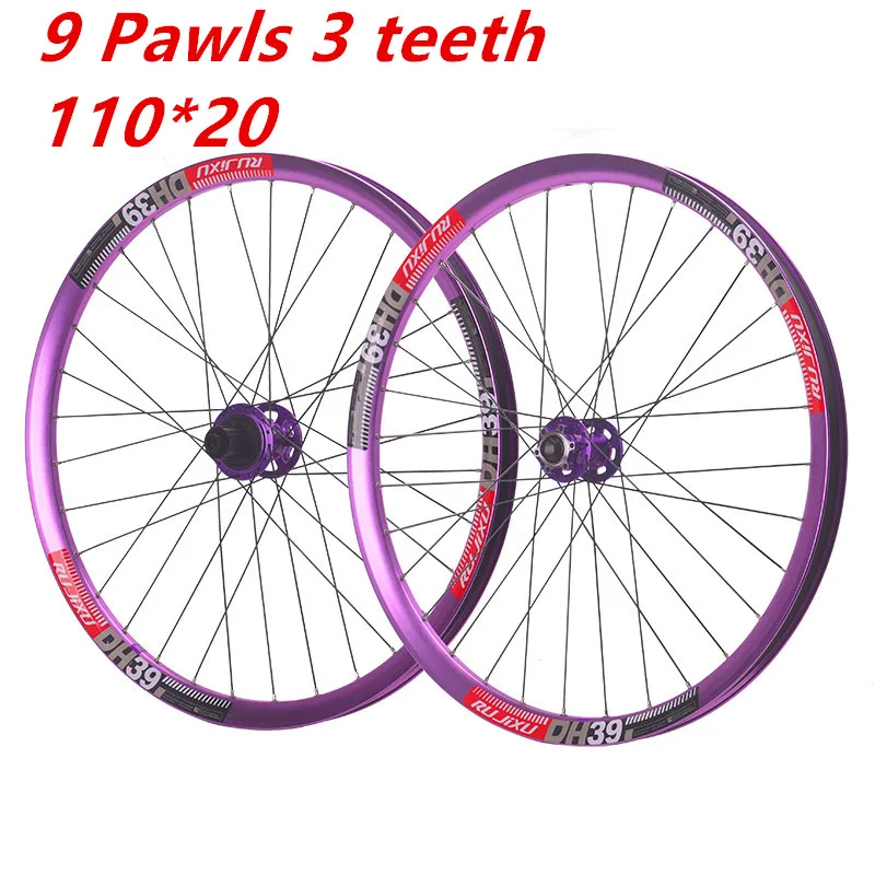 9 Pawls 3 teeth 110*20mm AM DH 39mm Wide Rim RUJIXU MTB Wheelset 26 27.5 29er 148 142 135 mm QR  Bicycle Mountain bike Wheel 