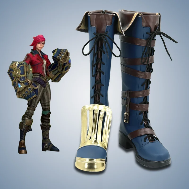 Hot New Game LOL Arcane Vi Cosplay Costume  Shoes Props Boots Halloween Party Accessories Customization