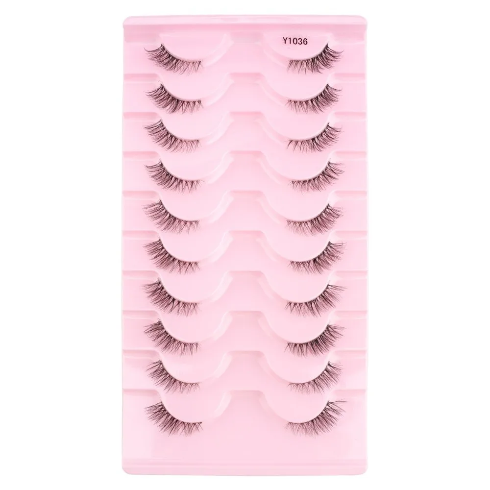 10 Pairs Black Thick Fluffy False Eyelashes Curvature C 7-10MM DIY Lashes Extension Eye Makeup Lightweight Dense Fake Eyelashes