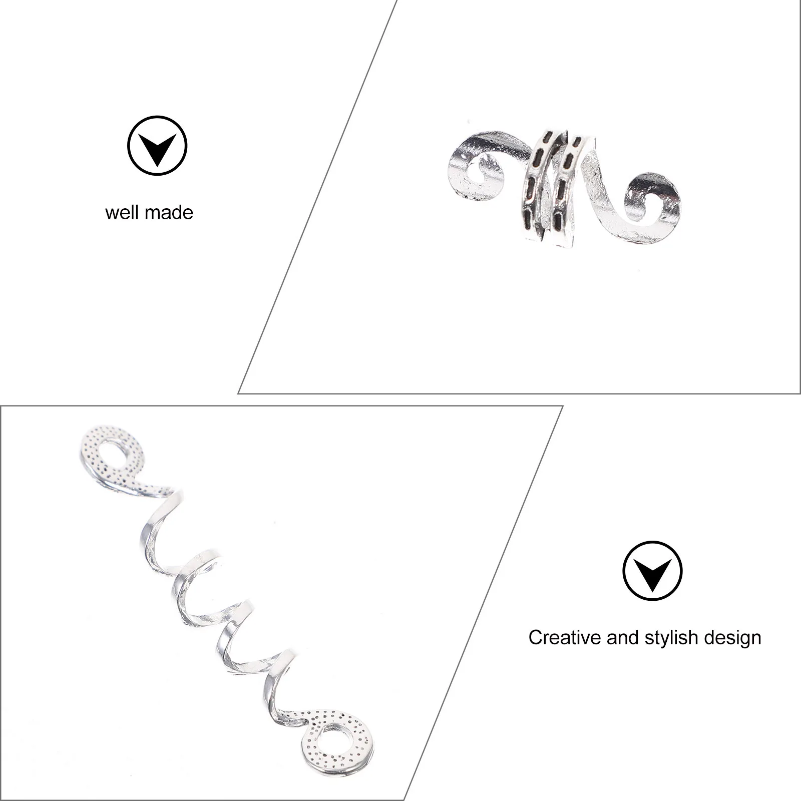 6 قطعة مجموعة مجوهرات الشعر الحلزوني Dreadlock الضفائر اكسسوارات الشعر سحر الأصفاد خواتم تصفيف Dreadlock اكسسوارات #1