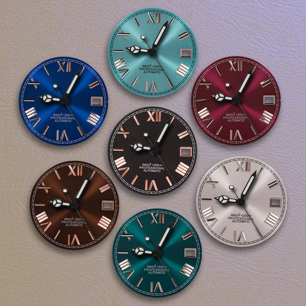 Best sellers 28.5mm S Logo NH35 Dial T-iffany Roman Green Dial Fit NH36 Movement Watch Modification Accessories