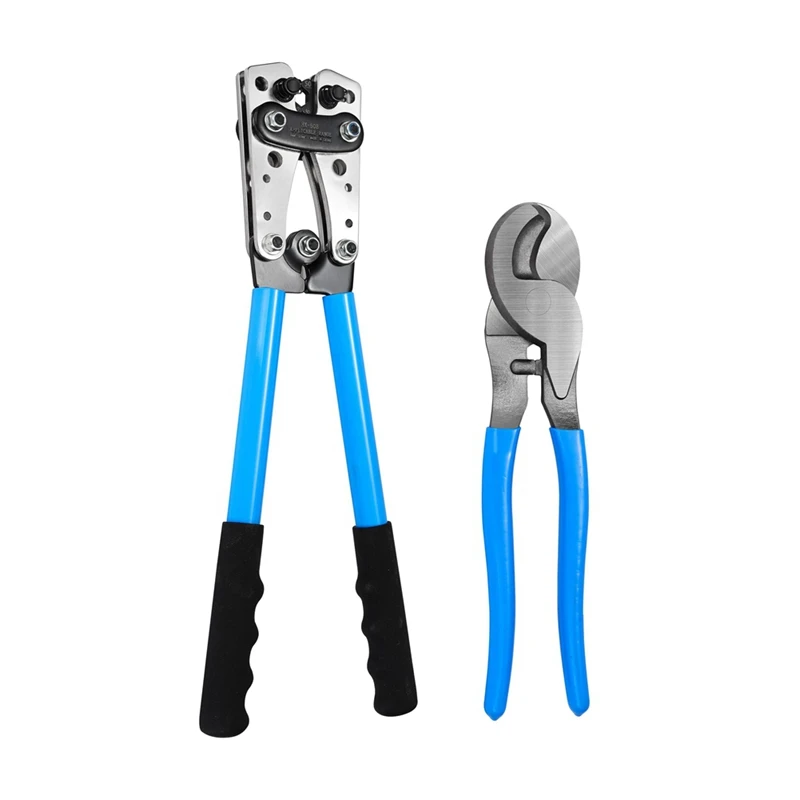 Battery Cable Crimping Tool Parts For AWG 10-1 Copper Ring Lug With Cable Cutter, Heavy Duty Crimper For Wire Lugs HX-50B