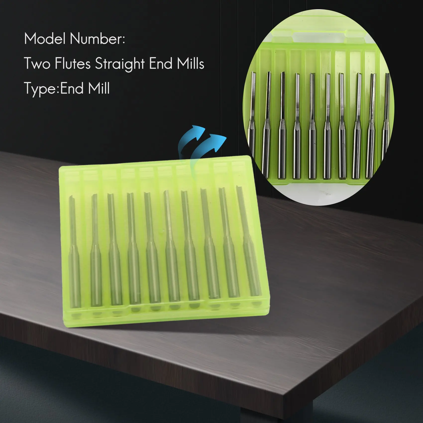 Mata bor lurus dua galur 10 buah, mata Gerinda ujung lurus pemotong kayu dua seruling ganda, 3.175X2X17Mm untuk Router CNC