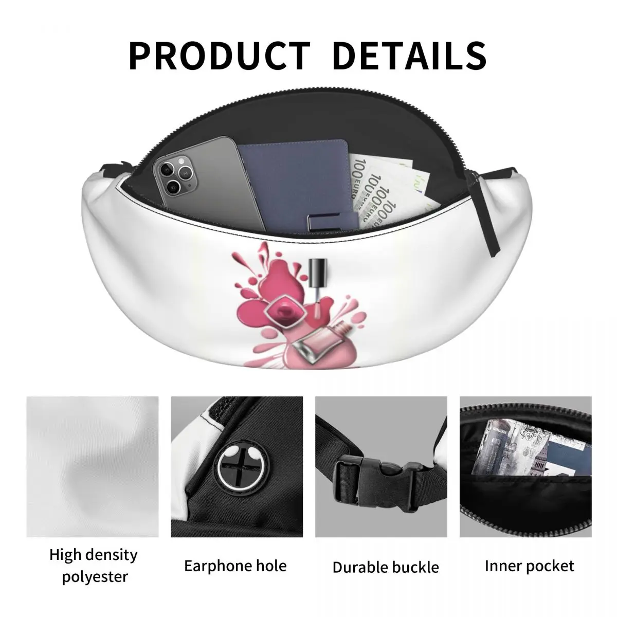 Mode Nagellak Cosmetica Fanny Pack Vrouwen Mannen Cool Manicure Crossbody Heuptas Voor Reizende Telefoon Geld Etui