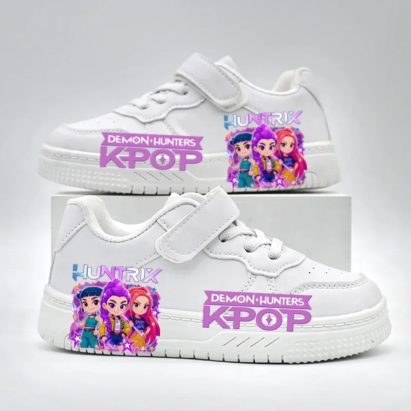 Children Casual Shoes White Pu Leather Plain Design School Kids Sneakers Unisex All-match 26-35 Four Seasons Boys Girls Shoes