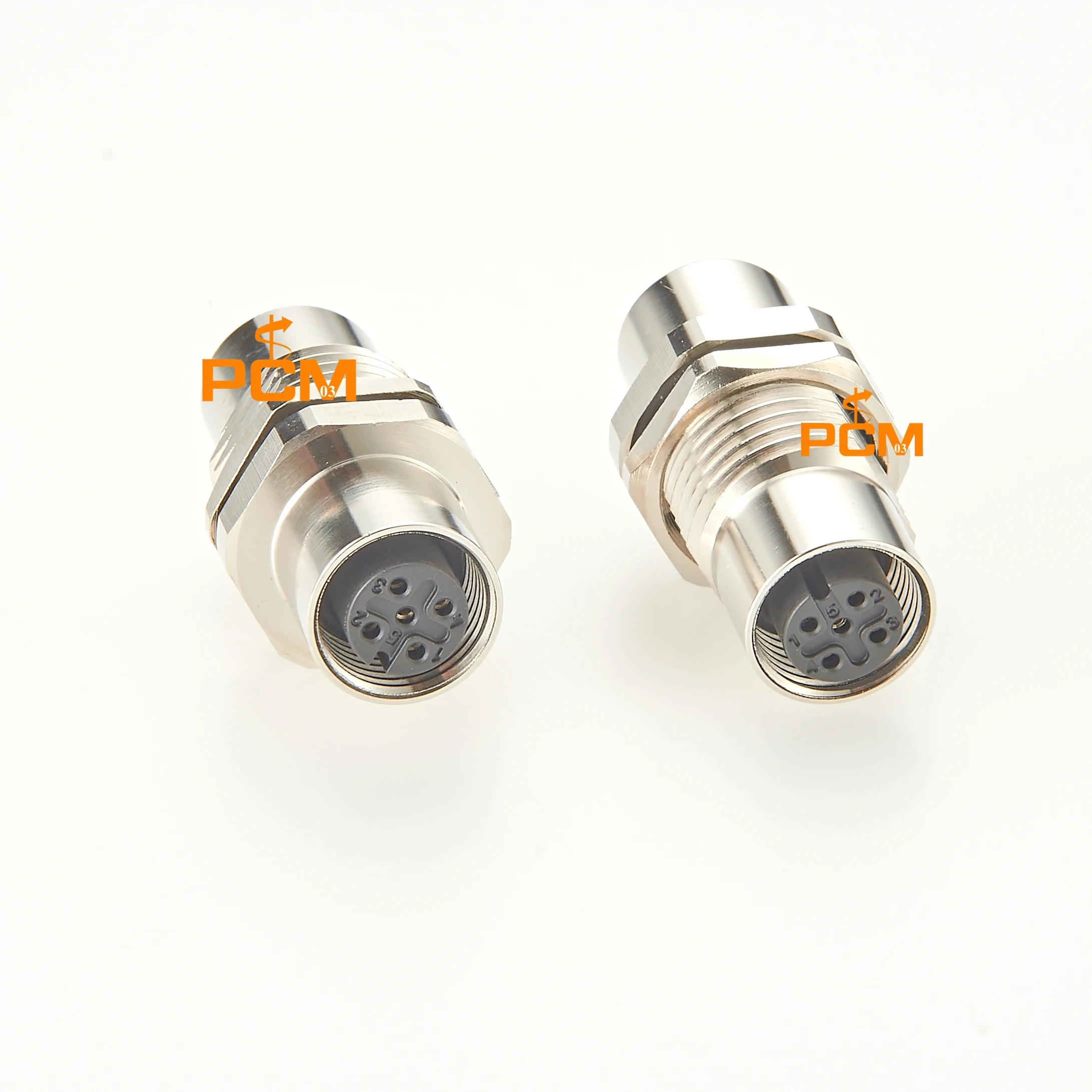 M12 Feed Through Connector M12 5pin แผง Mount Connector Sensor Connector M12 ประเภทซ็อกเก็ตโลหะหญิง Coupler