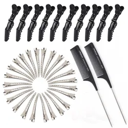 24 Packs Duck Bill Clips 10 Pcs Hair Clips For Styling Alligator Clips 2 Packs Rat Tail Comb Set Professional Hair Salon Styling