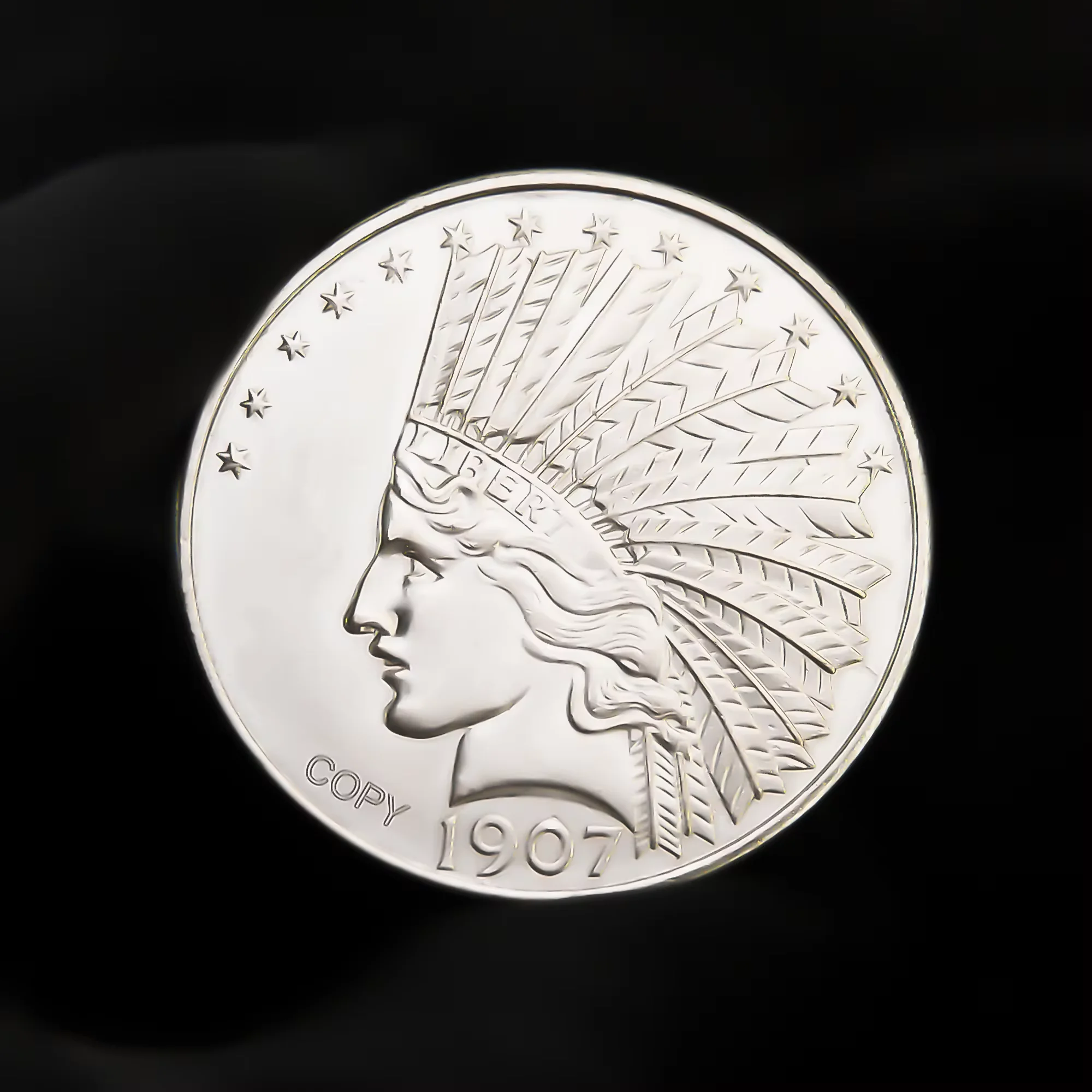 

1907 Native Indian Eagle Collectible Coins, Commemorative Badge of Honor Coin, Liberty Indian,Totemism Collection,Eagle Pattern
