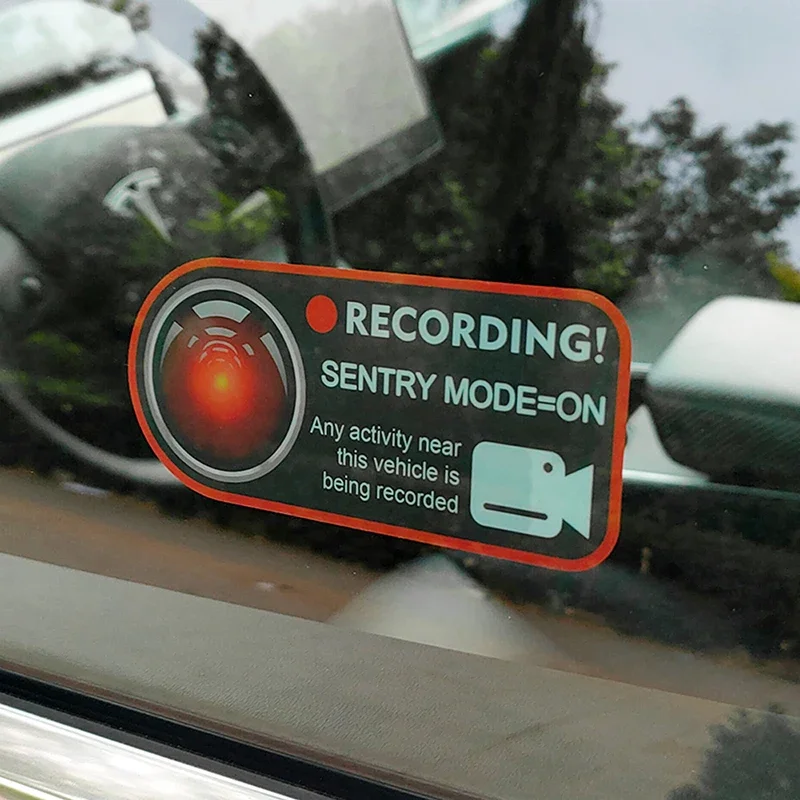 Car Body Warning Stickers For Tesla Model 3 Y X S Sentry Mode Recorder Static Sticker Autopilot Warning Electrostatic Stickers