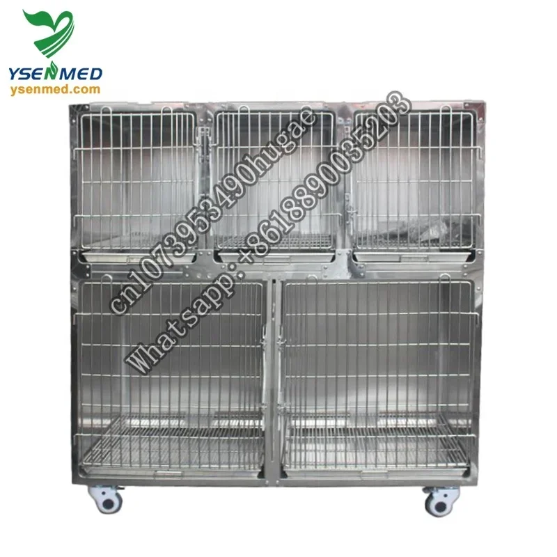 YSVET1500D Veterinary stainless pet cages houses product dog cage banks stainless kennel banks pet power combination cage