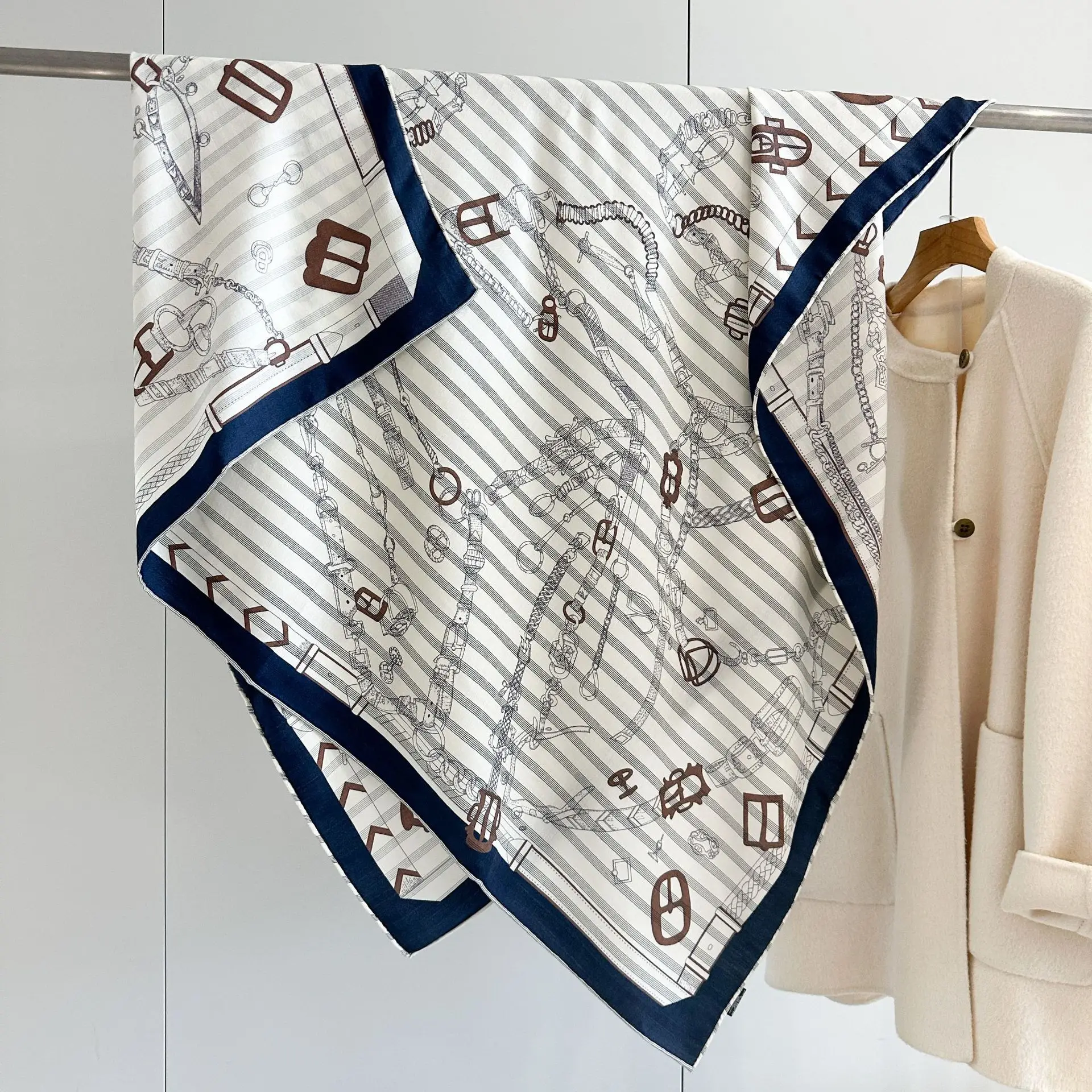 Large Scarf 135CM Shawls Winter Silk Wool Scarfs Hand-rolled Edge Scarves Square Bandanas Christmas Valentine's Day Gift