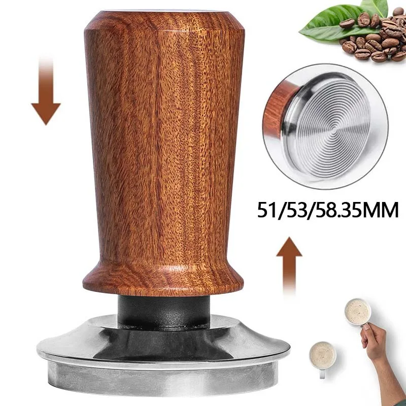 

Constant Spring Pressure Coffee Powder Hammer Solid Wood Handle Coffee Tampers Stainless Steel Ripple Base Home Coffee Shop Use