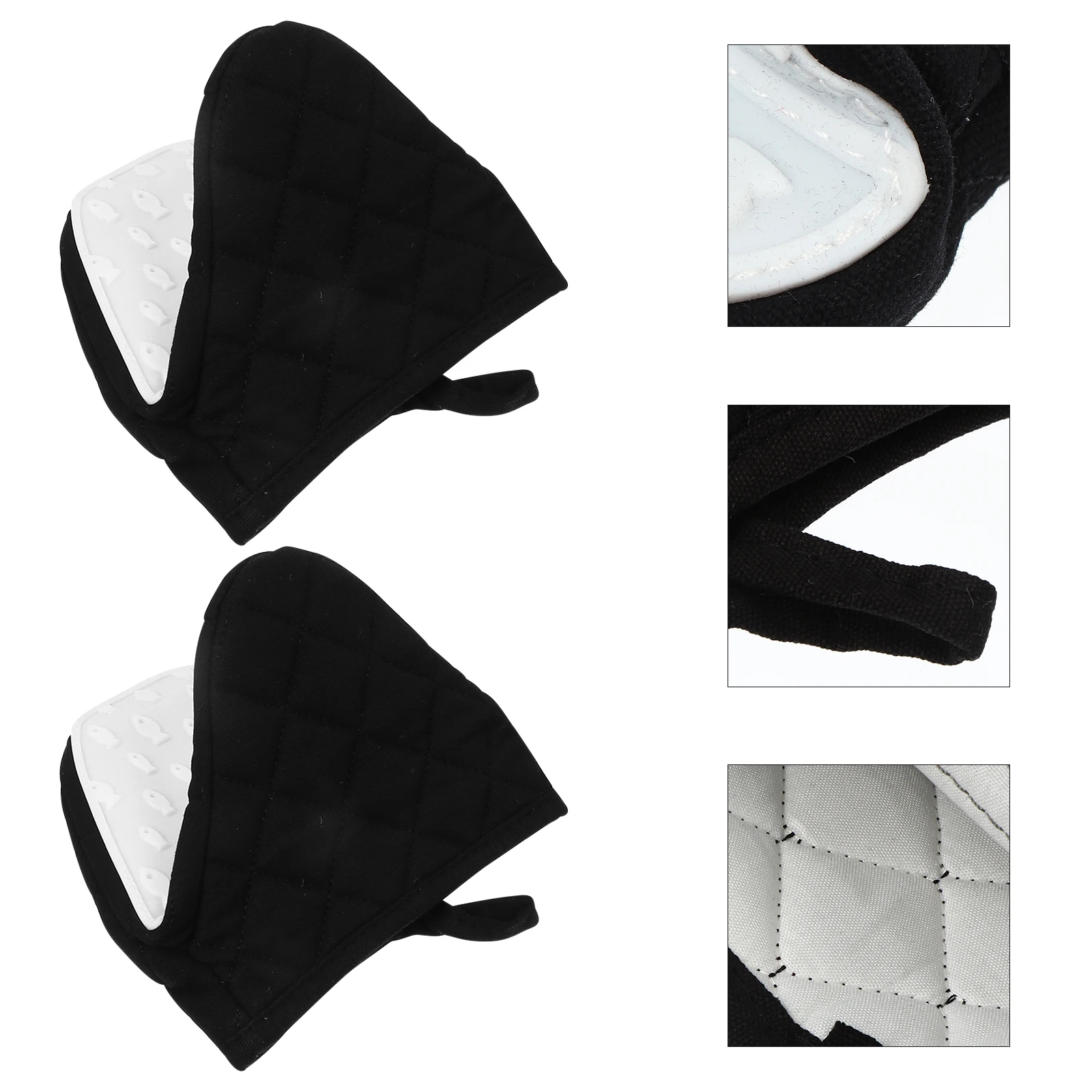 

2Pcs Heat Resistant Silicone Oven Mitts Non-Slip Anti-Scald Gloves for Kitchen Cooking Baking Pot Holder Gloves Heat Resisting