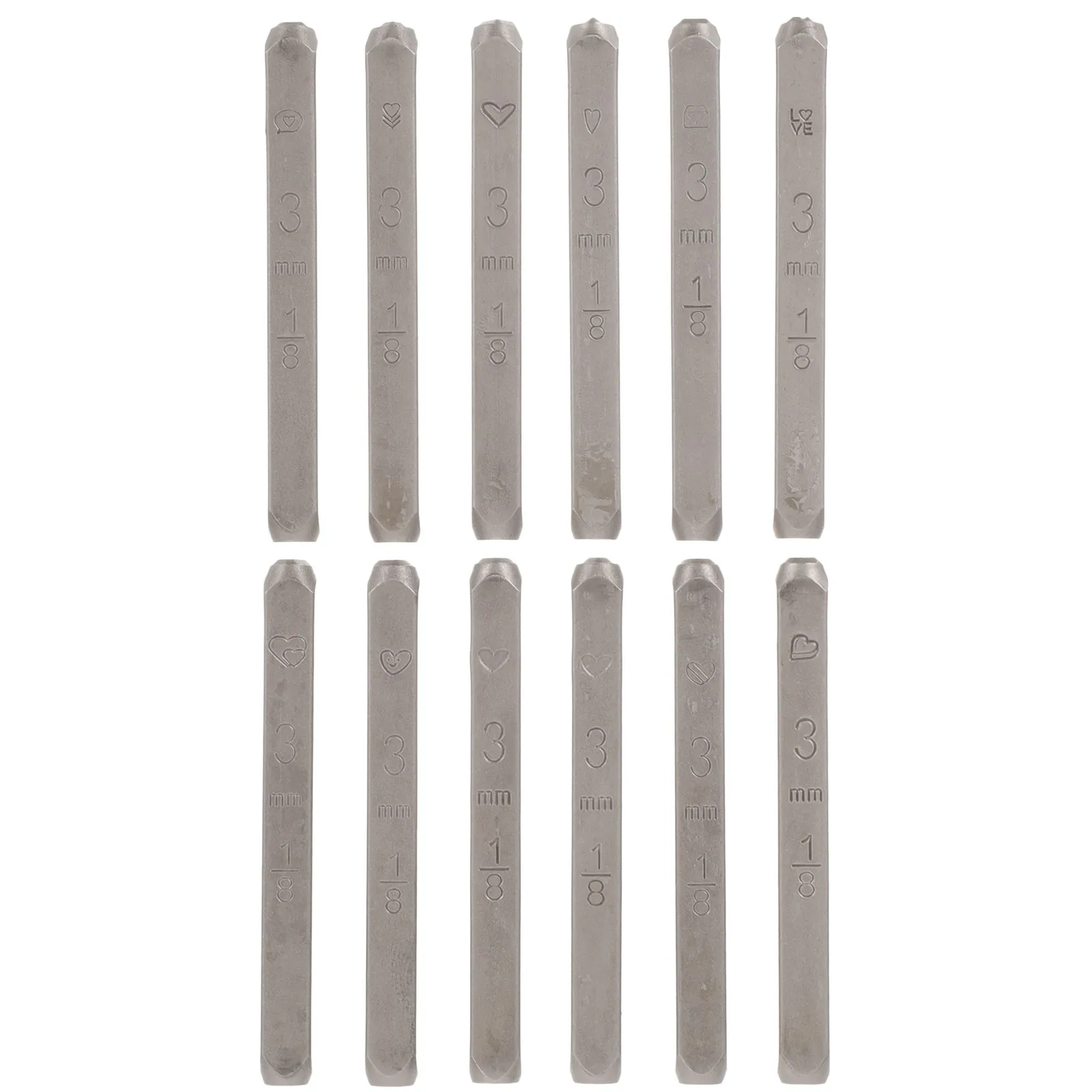 

12Pcs Steel Heart Shaped Stamp Set High Hardness Metal Punch Tool for Handmade Crafts Wallet Belt Bag Art