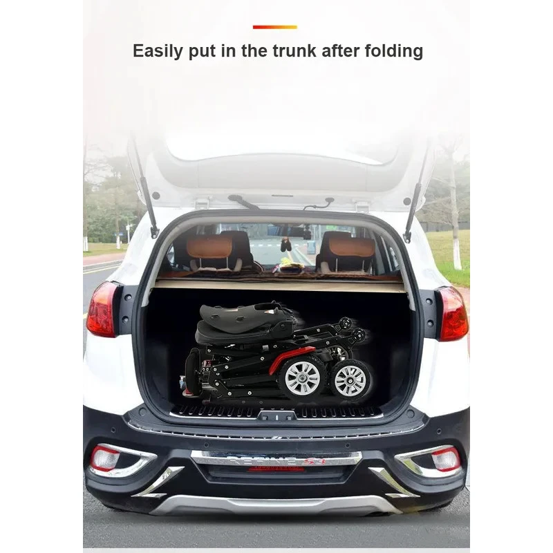 handicapped foldable four wheels electric mobility scooter for elderly with storage box canopy