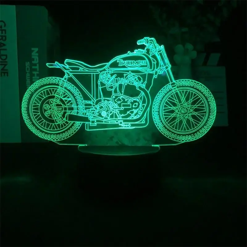 Vintage lampka z wtyczką nocna motocyklowa 3D w dotyku 7 kolorowa nowatorska lampa stołowa dekoracyjna stołowa pokój Lamp nastrojowe oświetlenie