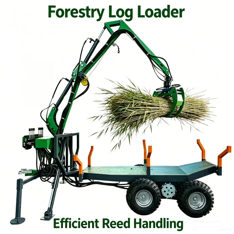 New CE EPA Diesel Timber Trailer Log Crane with Forest Logging Loader Grapple ATV Remolque