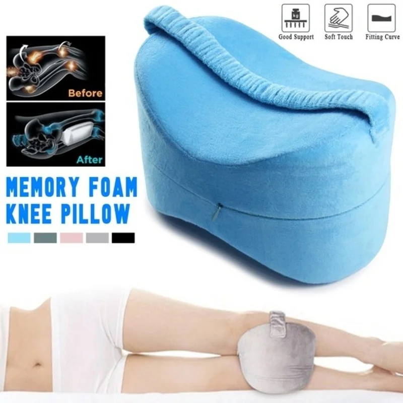 Memory Foam Knee Pillow Leg Cushions Side Sleeper Body Pillows Travel Under Knee Sleeping Gear Sciatica Pain Relief Back Support