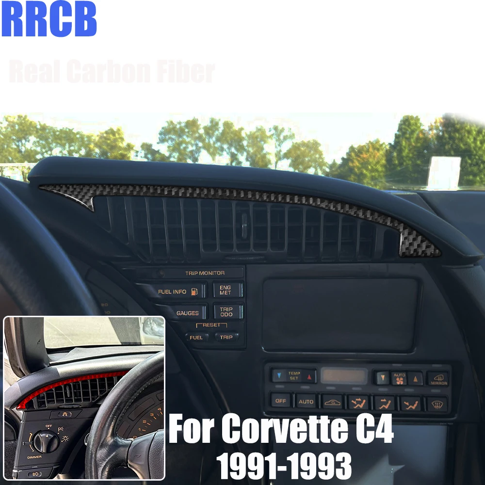Real Carbon Fiber Car Accessories Dashboard Strips Trim Soft Cover Sticker For Chevrolet Corvette C4 1991 1992 1993