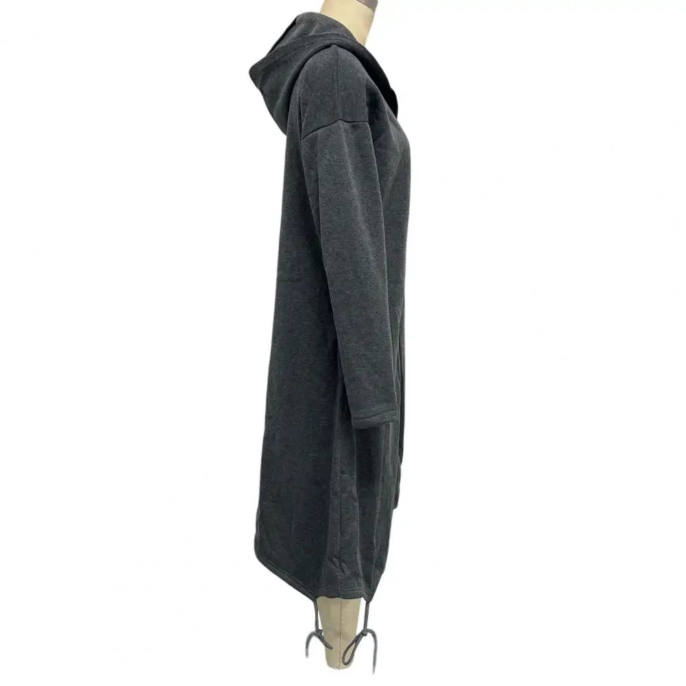 Winter Jacket Women’s Long Hooded Jacket for Fall Winter Oversized Zip-up Coat Solid Color Tunic Hoodie Top with Pockets Fall