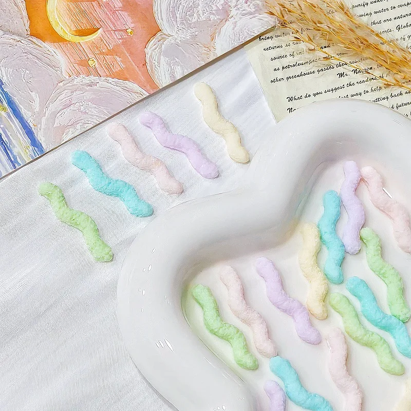 50Pcs Glitter Sugar Spiral Twisty Worm Candy Resin Ornaments DIY Supplies for Hair Barrettes, Jaw Clips & Slime Handball Filler