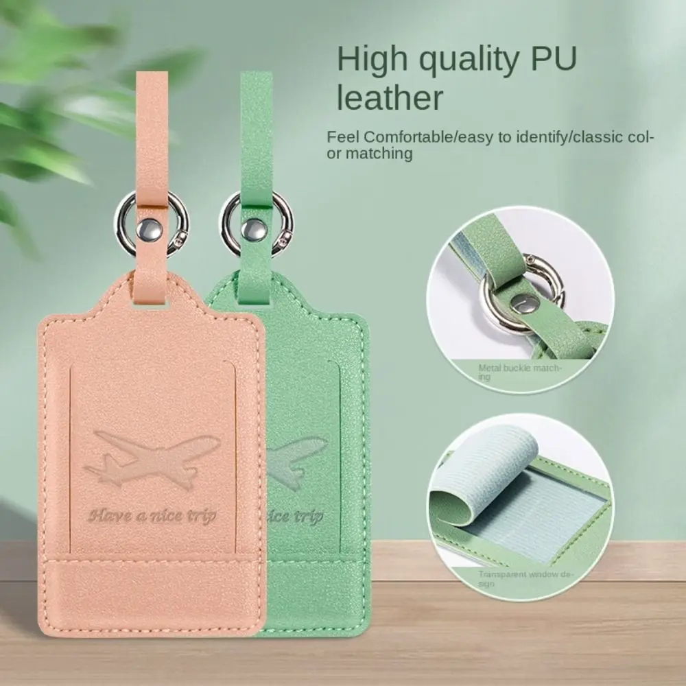 High Quality Portable Luggage Tags PU Leather Durable Suitcase Address Label Creative Anti Loss Boarding Passes Men