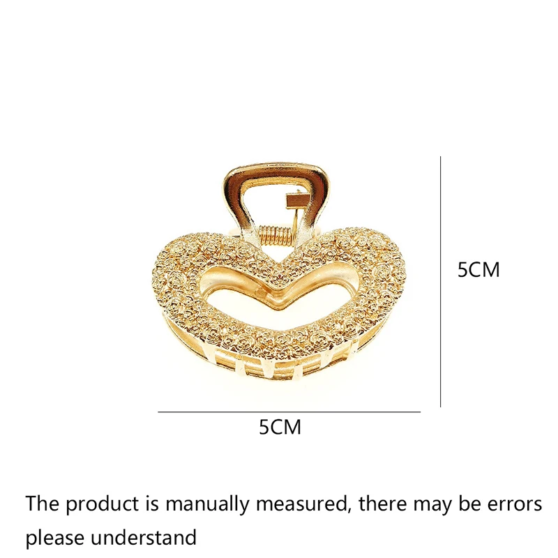 Goldene modische Haarklammern, hohle geometrische Herz- und Schleifen-Designs, elegante, rutschfeste Haarkrallen für Damen, Haaraccessoires. – Detail 4