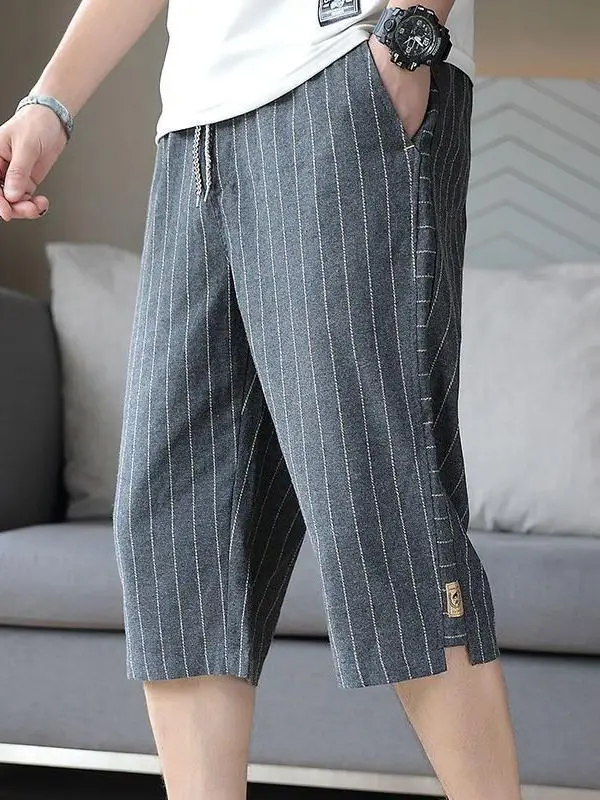 Men's Summer Casual Loose Fit Sporty Thin Cotton Linen Pants Straight Leg Bell Bottoms Comfortable Breathable Lightweight