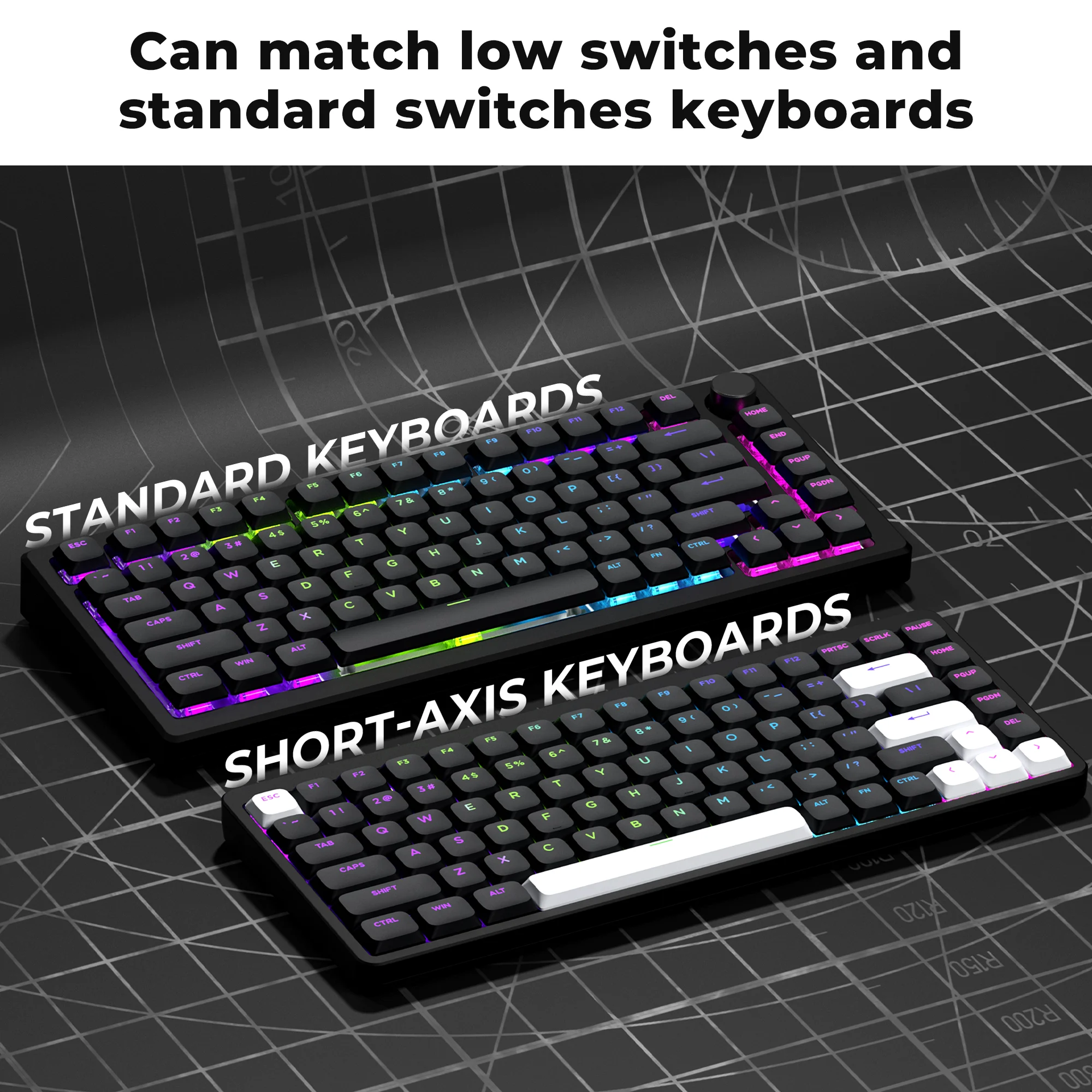 XVX Keycaps 118 Keys Horizon Low Profile Keycaps Uniform Profile Double-Shot Keycap Set Game Mechanical Keyboard Skyline Keycaps