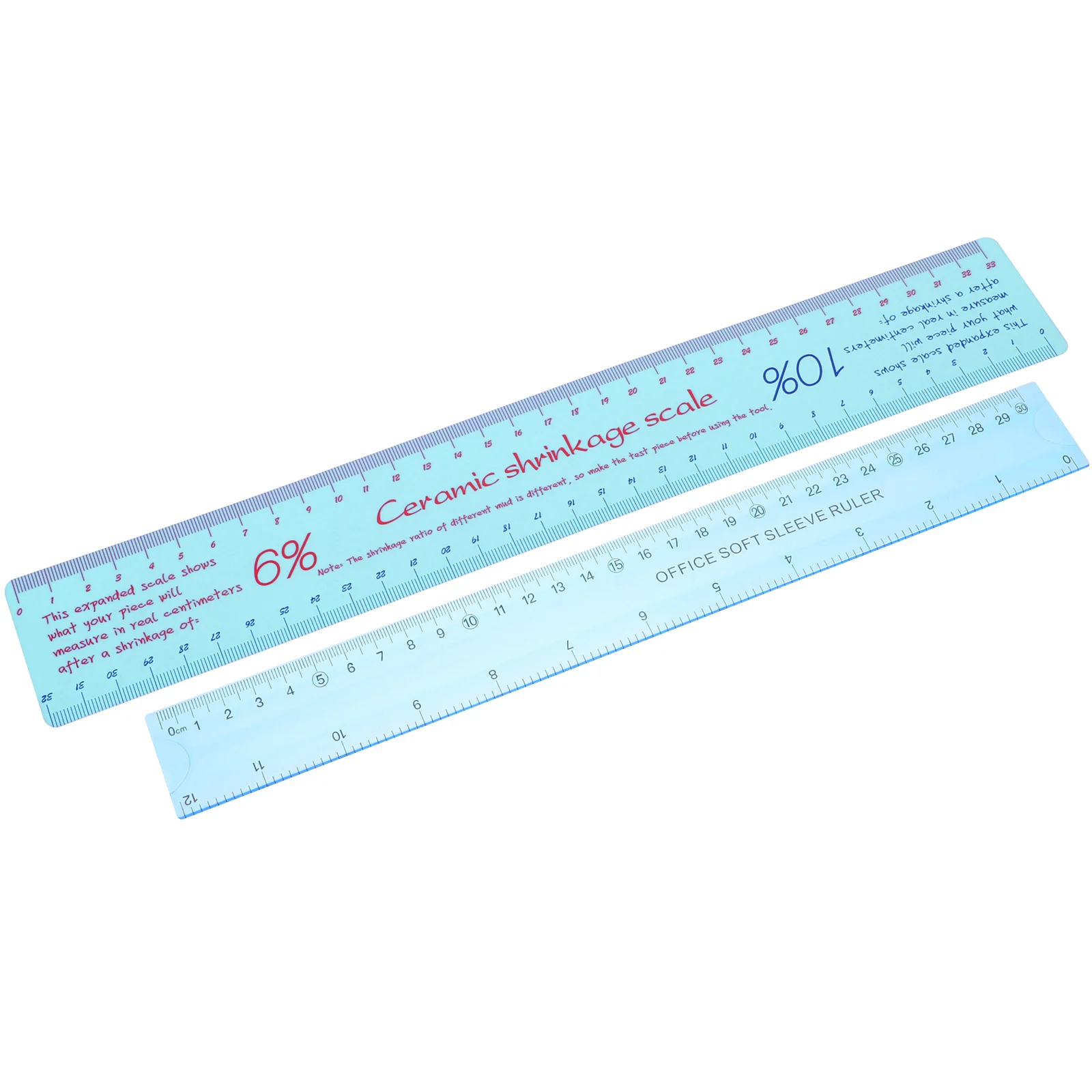

2 Pcs Air Dry Clay Ceramic Scale Craft Ruler Multifunction Sky-blue Plastic Shrinkage