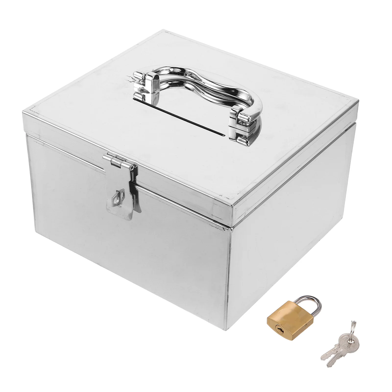 

Locking Stainless Steel Money Box Heavy Duty Cash Organizer Rectangular Savings Jar Secure Money Storage for Adults
