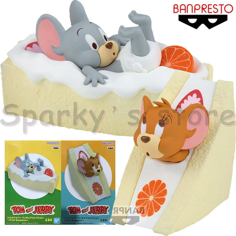 Bandai Original Fruit Sandwich Tom and Jerry Anime Figure Jerry Tuffy Action Figure Toys For Boys Girls Kids Birthday Gifts