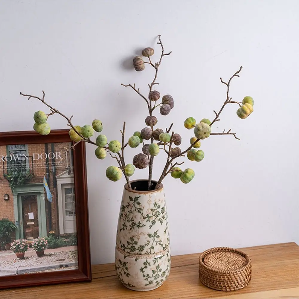 

Flower Arrangement 12-Fruit Artificial Pumpkin Branches Handmade Elegant Simulation Pumpkin Realistic Fake Plants Mantel Decor