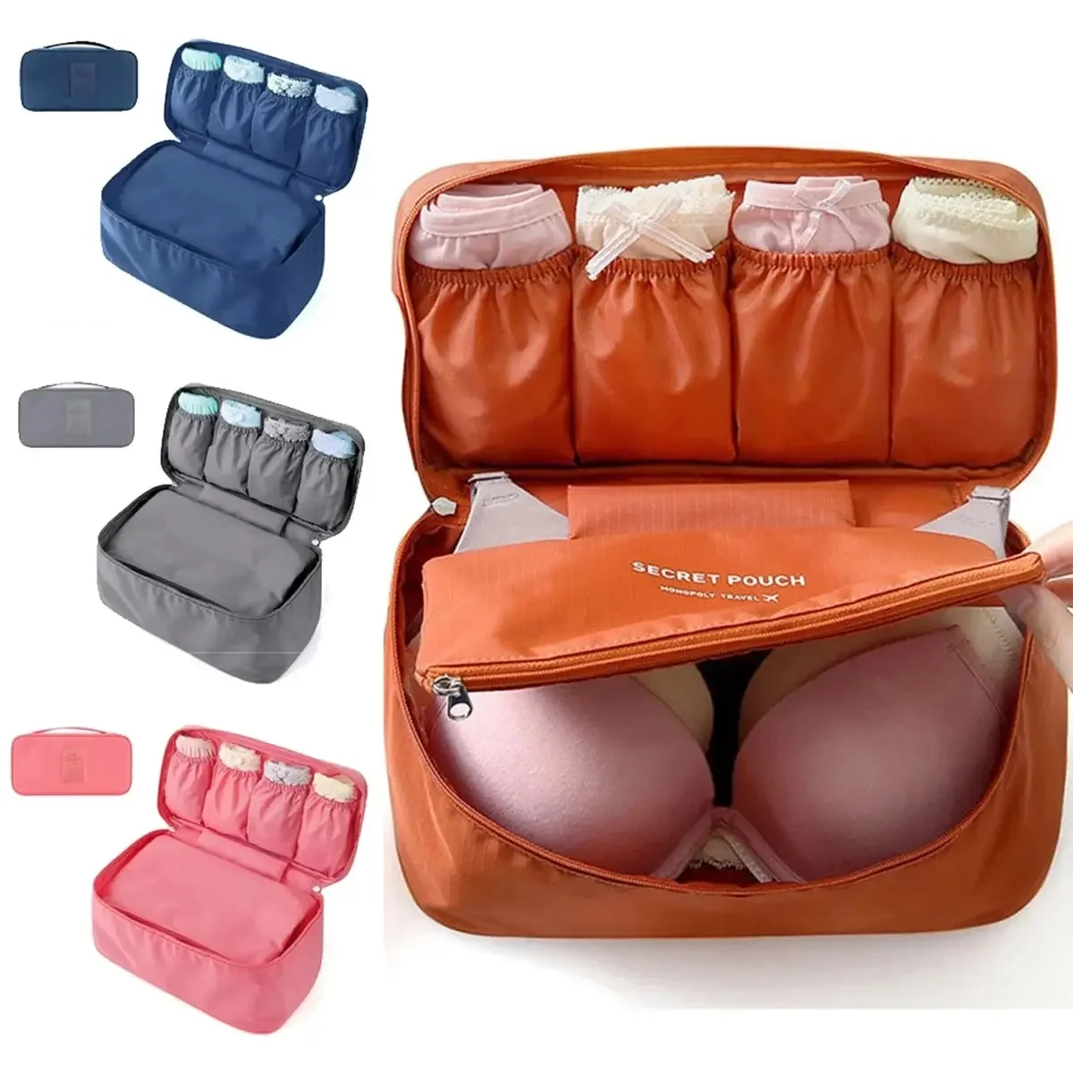 Bolsa de armazenamento portátil para viagem, multifuncional, organizadora de roupas íntimas, bolsa de higiene pessoal, estojo cosmético para viagens ao ar livre