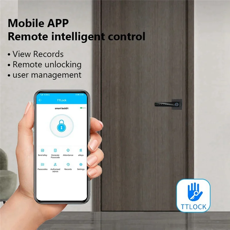 Biometrisches Fingerabdruck-Smart-Home-Türschloss, Passwort, elektronisches digitales Schloss, Steuerung, Silber (C), langlebig, einfache Installation